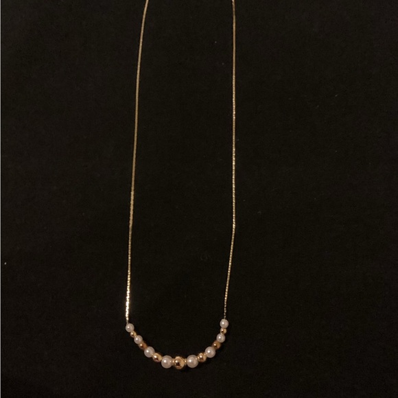 Imperial Gold Faux Round Gold/Pearl Necklace - Picture 1 of 8
